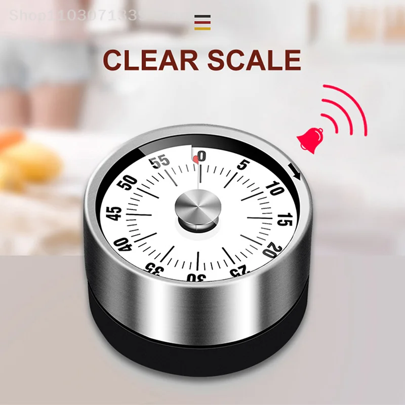 1Pcs Stainless Steel Visual Timer Mechanical Kitchen Timer 60-Minutes Clock Timer With Loud Alarm Magnetic Clock Timer