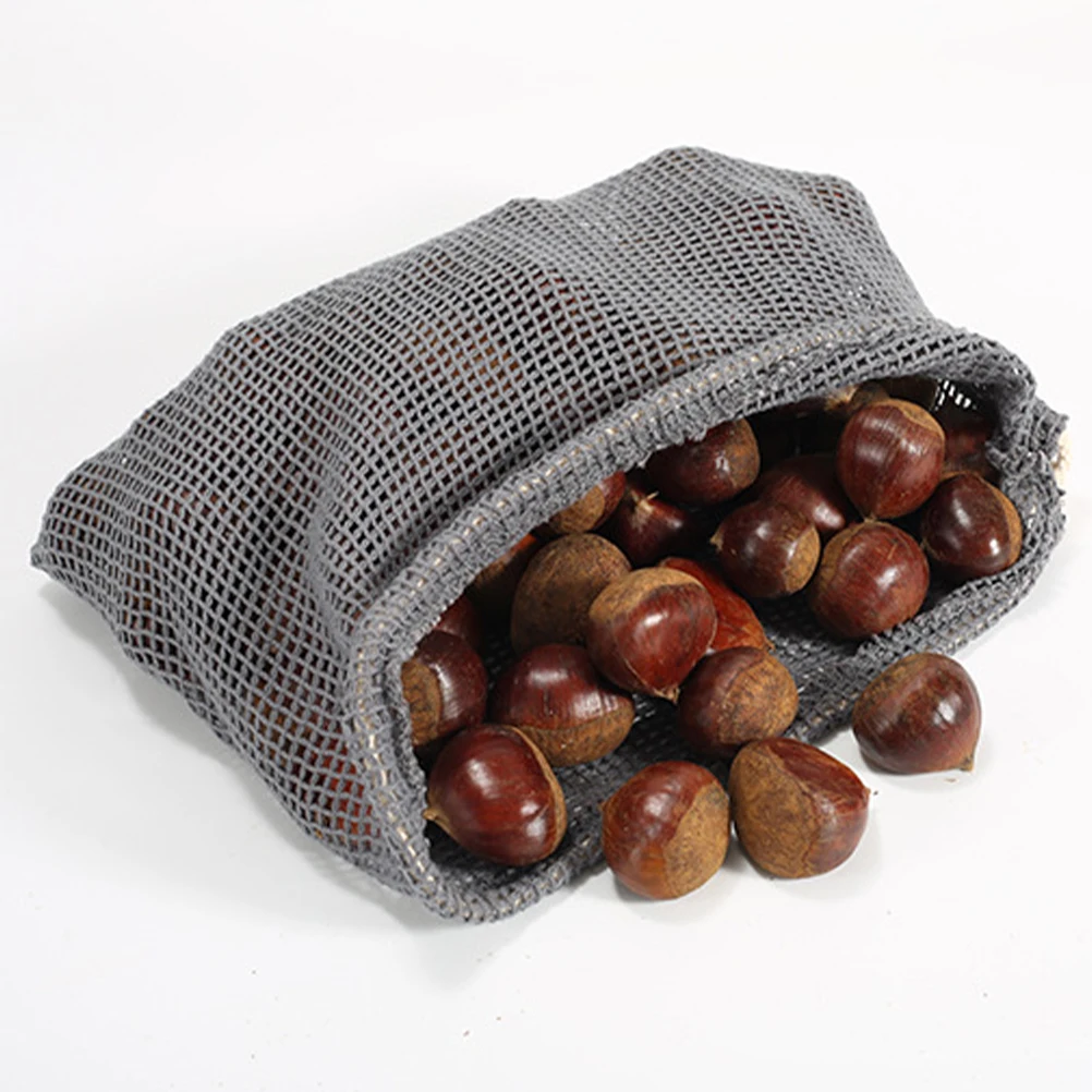 

2 PCS Pure Cotton Mesh Bag Shopping Pouch Tote Drawstring Recyclable Produce Bags Fruit Organization Vegetable Grid