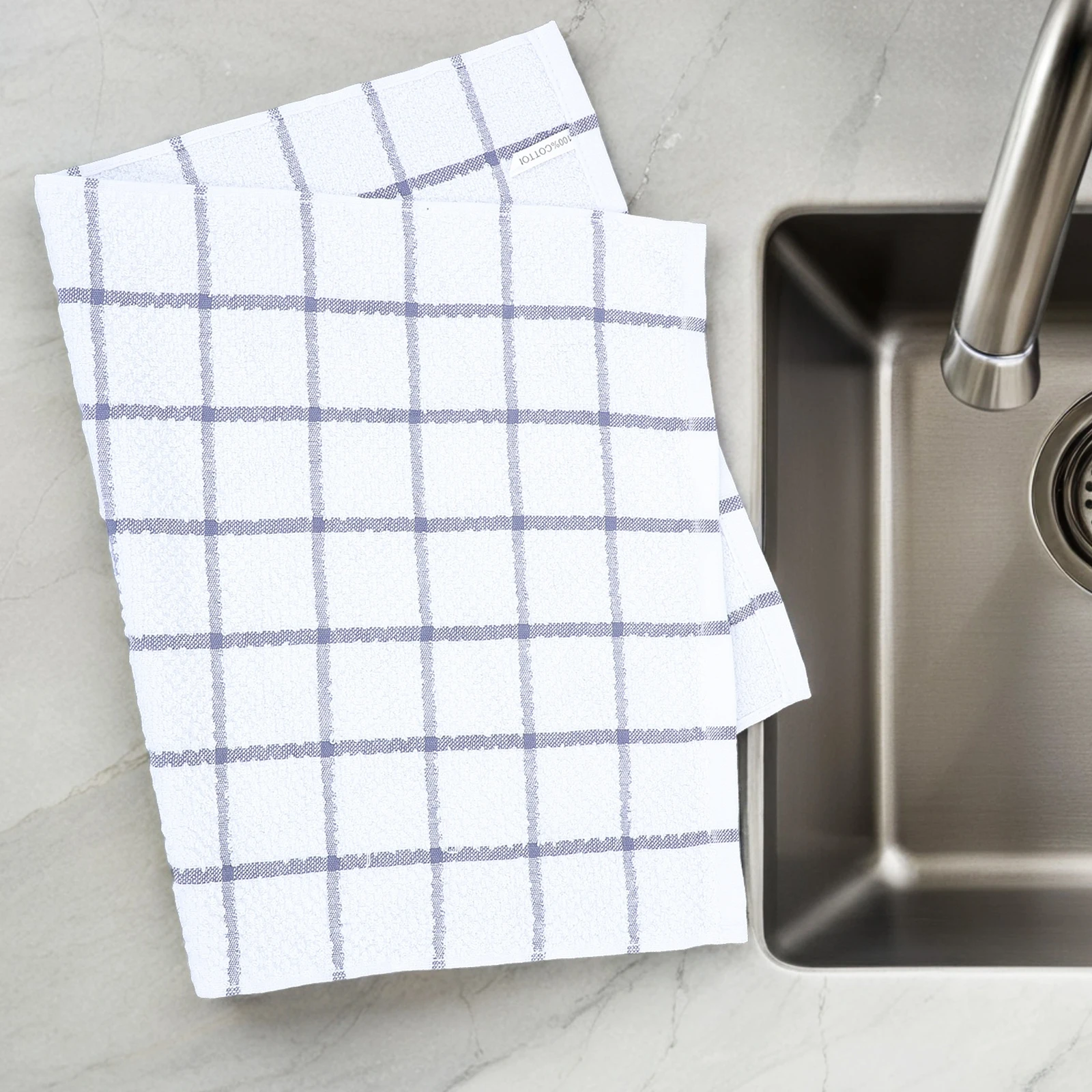 

6pcs Cotton Kitchen Dish Cloths Absorbent Reusable Cleaning Rags For Countertops Drying Multi-Functional Scrubbers Wipes