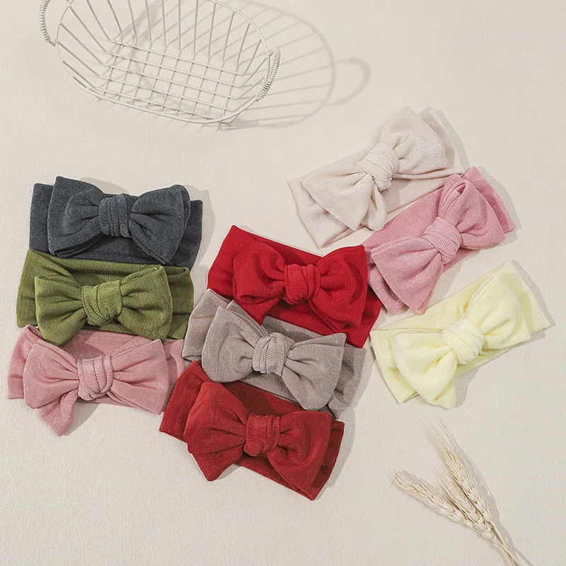 Samt Schleife Baby Mädchen Stirnband Neugeborene weiche breite Turban für Kinder Haarschmuck Kleinkinder große Schleife Headwrap Kopfbedeckung