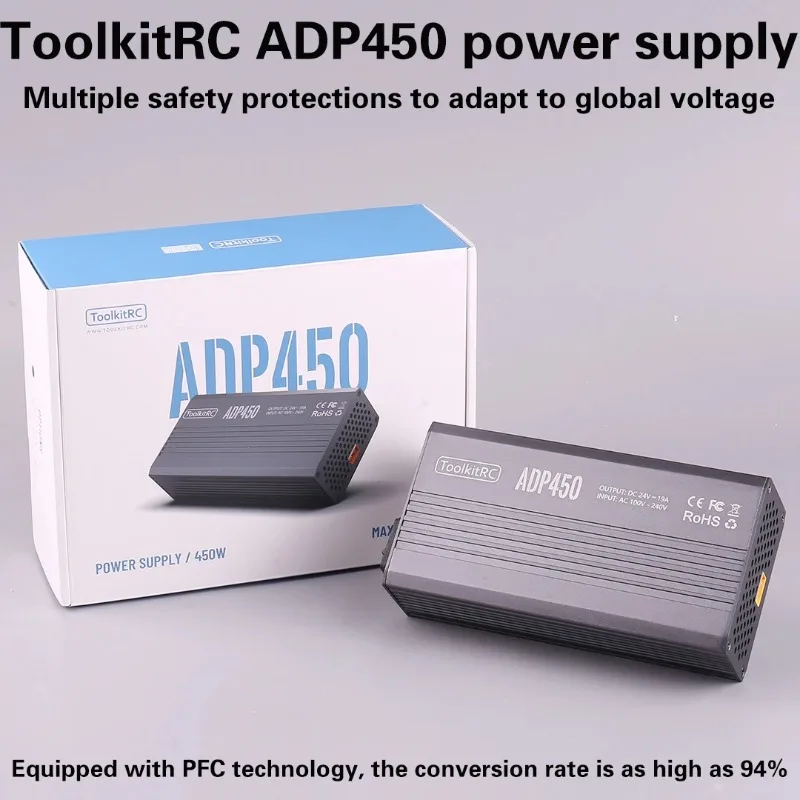 

ToolkitRC ADP450 AC 450W 24V 19A XT60 Output Adapter for ToolkitRC M8D M6D M8P M9 Charger