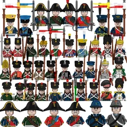 1PCS/Napoleonic Wars Military Soldiers Building Blocks WW2 Figures French British Fusilier Rifles Weapons Toys For Kids