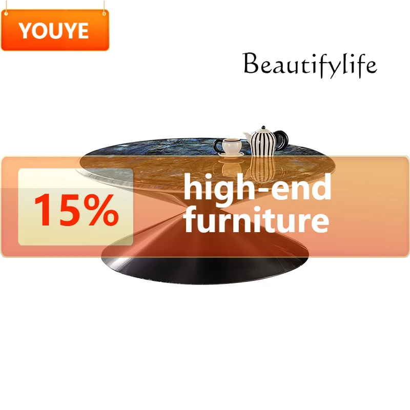 

C40 New Italian Minimalist Flying Saucer High-end Marble Round Coffee Table Villa Large Coffee Table