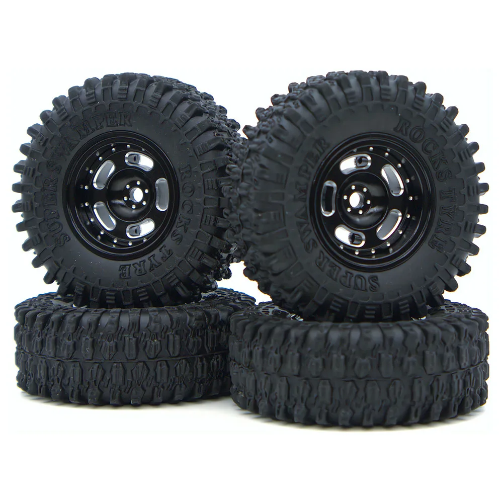 

TxXrcss Rc 1.0 Beadlock Wheel Tires Set -2mm Offset Wheel Rims for 1/18 1/24 RC Crawler Car Axial SCX24 AX24 TRX4M FCX24 Upgrade