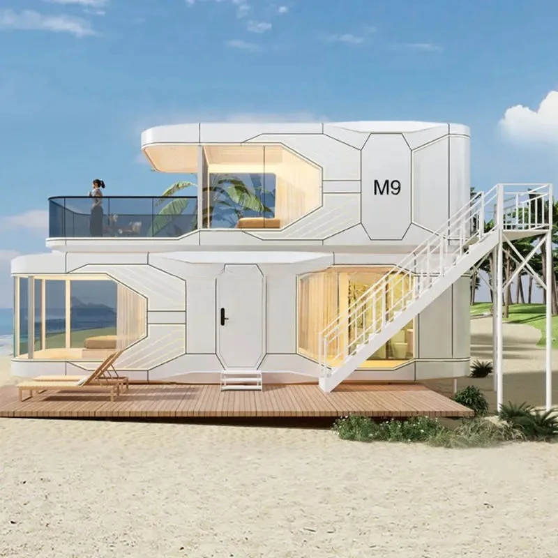 Casa Cápsula Espacial con Sistema Inteligente Personalizado. Casa Prefabricada de 2 Pisos, Moderna y de Lujo.