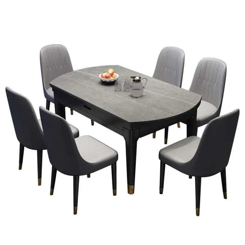 Simple solid wood dining table and chair combination telescopic folding table variable household dining table