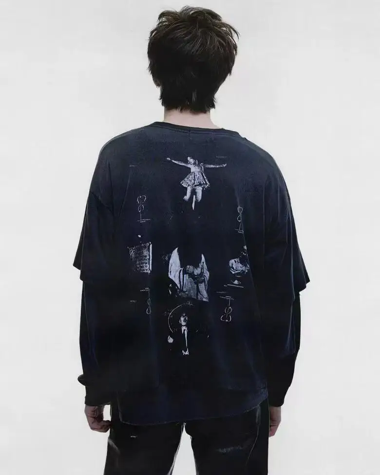 ER/D 26SS Psychic Washed Black Portrait Print Short Sleeve T-Shirt