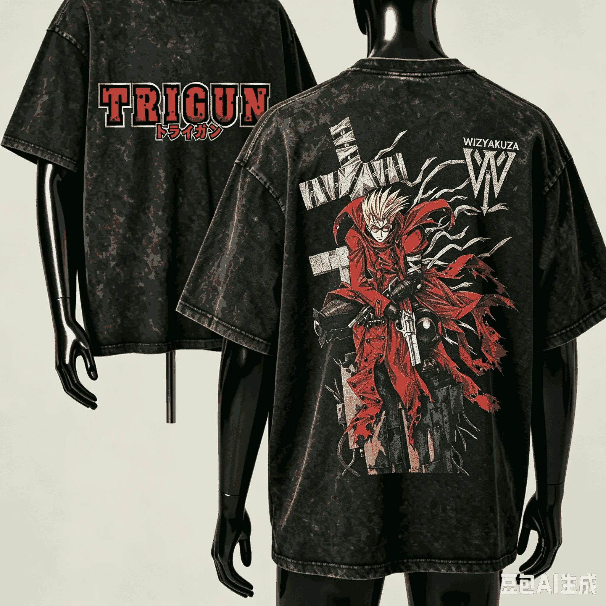 Trigun Washed T-shirt Anime Lover Harajuku New Model Oversized Vintage Loose Streetwear Classic Unisex high quality Fashion soft