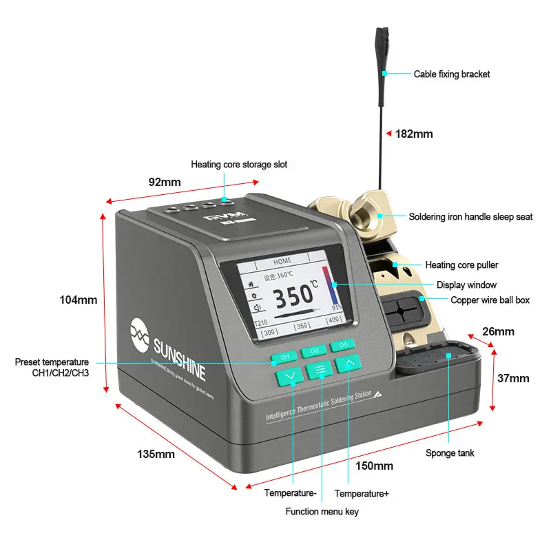 FMchip GVM H3 3 in 1 stazione di saldatura C210/T245/T115 maniglia 80W strumenti di riparazione del telefono cellulare stazione di rilavorazione di