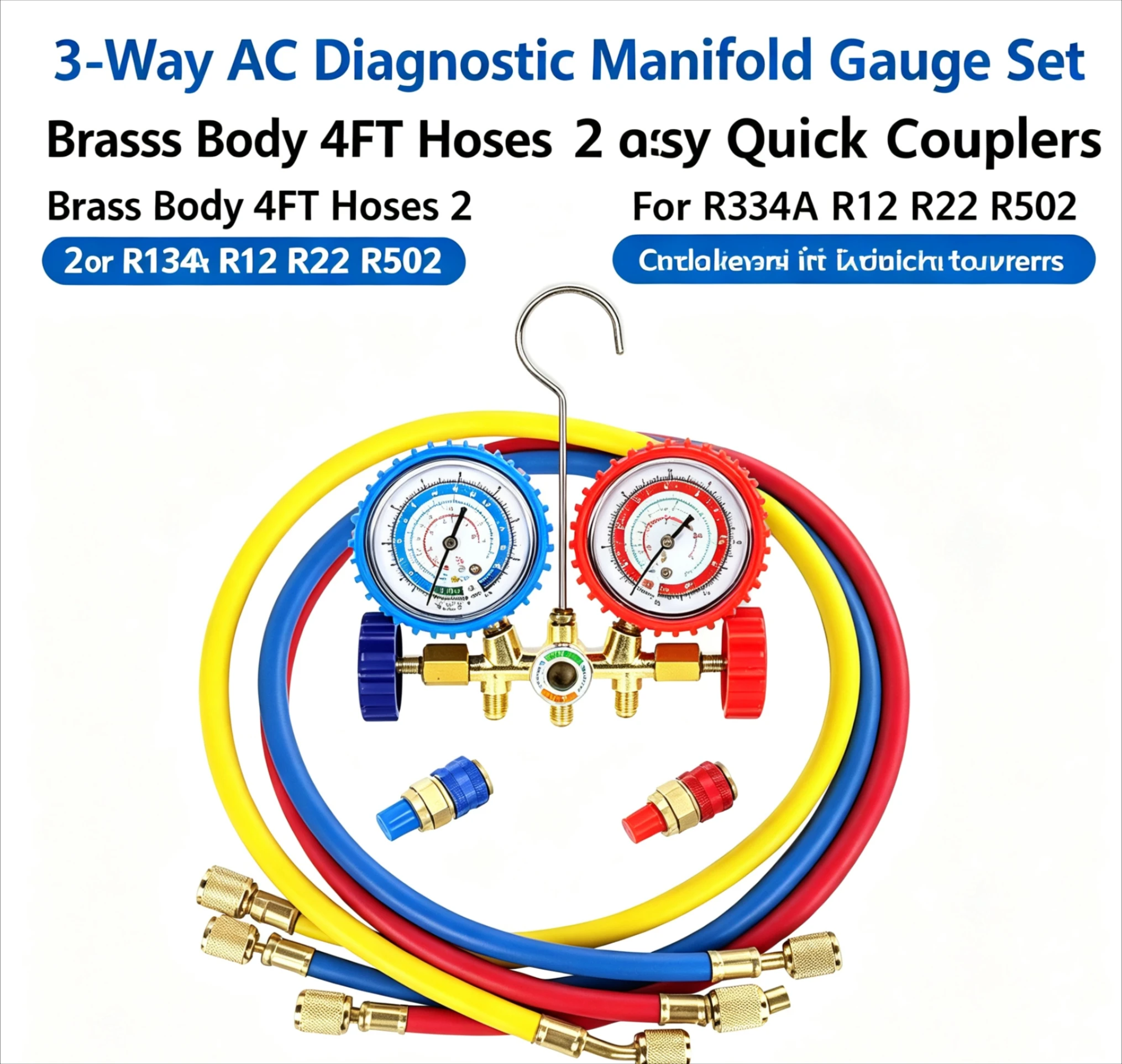 Automotive Household AC Manifold Gauge Set Brass 1/4