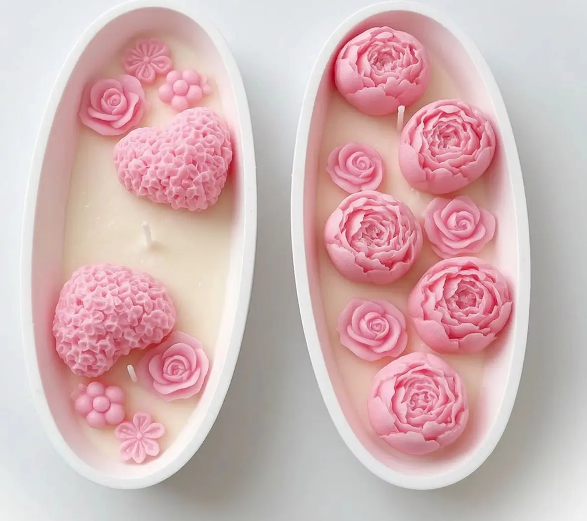 Heart Rose Floral Scented Candle Oval Holder Soy Wax Aromatherapy Home Bedroom Decor Romantic Holiday Souvenir Gift view 4
