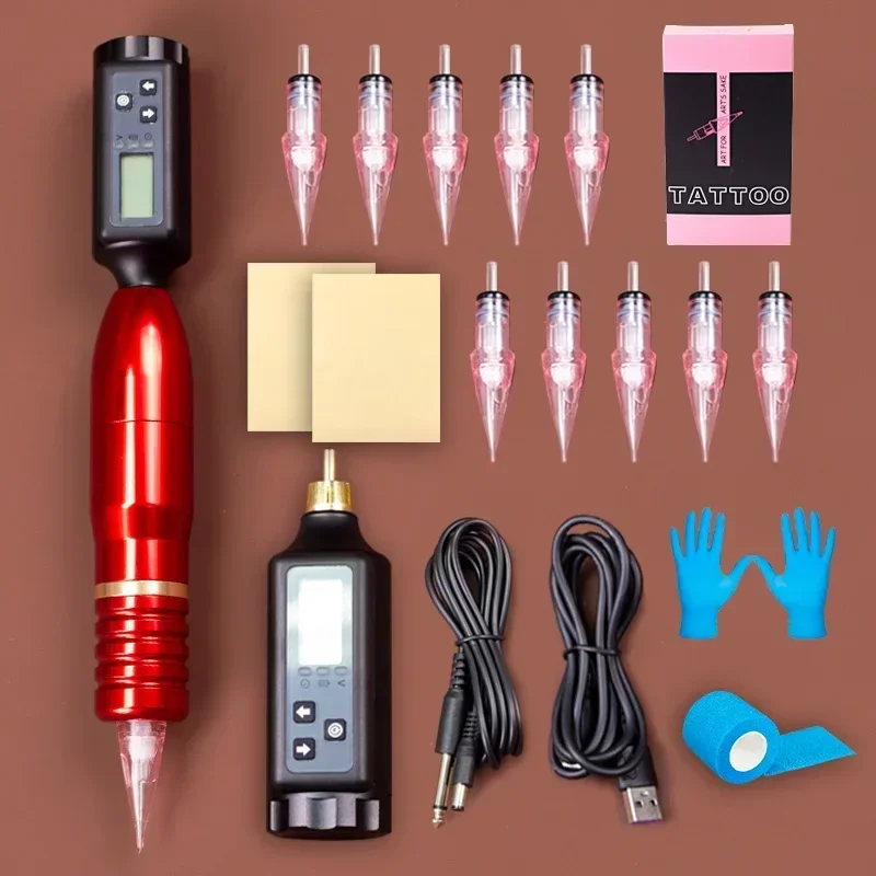 

Беспроводная тату-машинка с ходом 3,5 мм, комплект поворотной ручки, бессердечный двигатель с батареями 1900 мА, 1 коробка, картридж, дорожная камера с ЧПУ