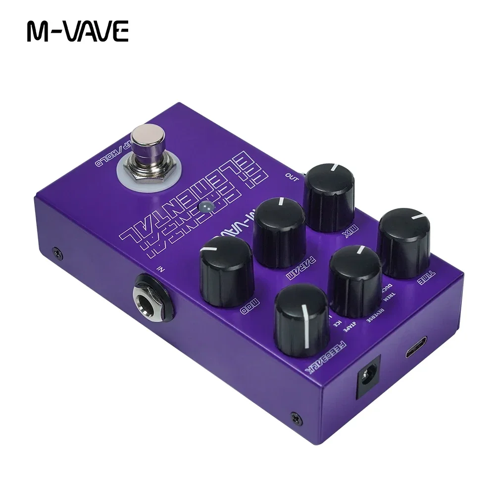 M-vave Elemental Digital Delay Pedal 9 Different Delay Guitar Effects Delay Pedal Supporr for TAP and HOLD Mode