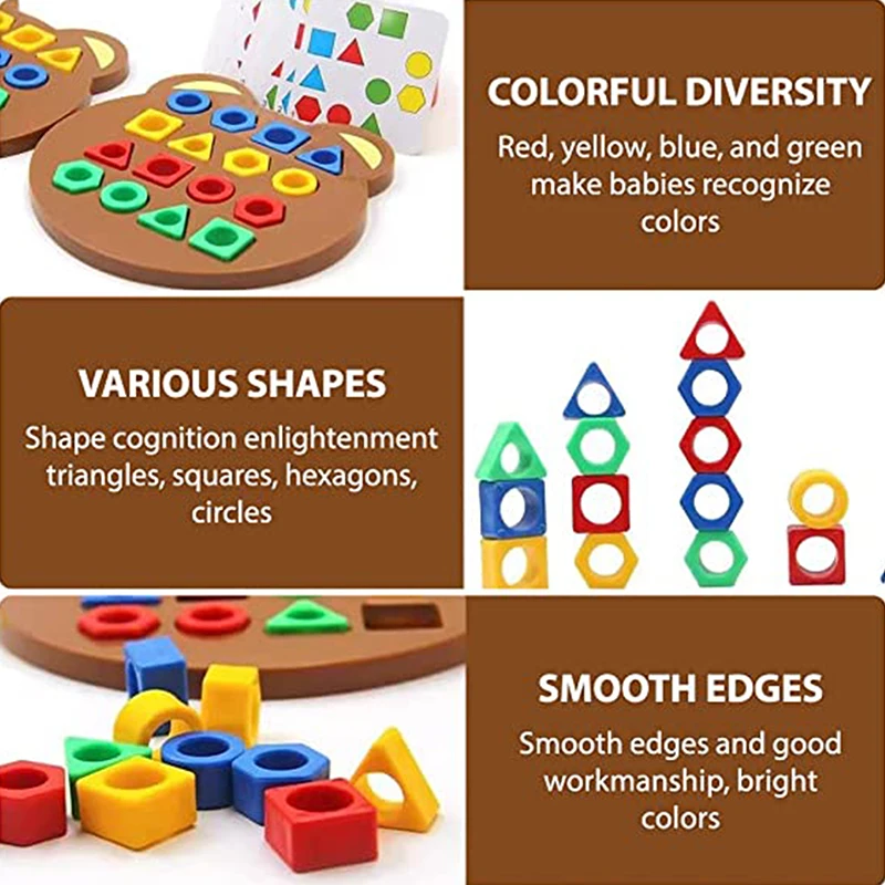 DIY Children Geometric Shape Color Matching 3D Puzzle Baby Montessori Learning Educational Interactive Battle Game Toys For Kids