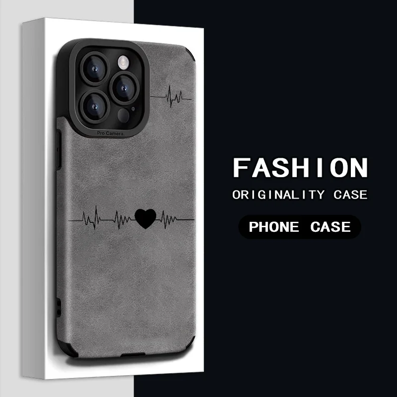 Heartbeat Love Heart Pattern Phone Case for iPhone 17 16 15 14 13 12 11 Pro/Max/Plus with Drop & Shockproof Back Cover