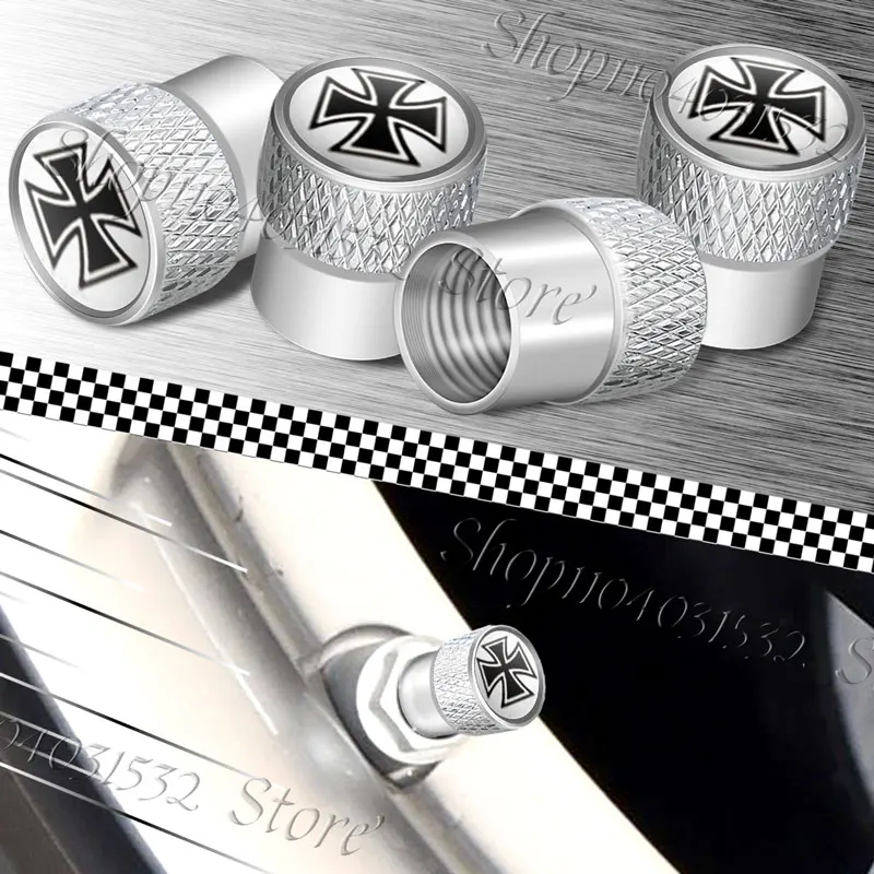 Iron Cross Germany Malta Virtue Symbol Emblem Car Tire Valve Cover Metal Tire Dust Cover Airtight Cover Universal For Cars 4Pcs