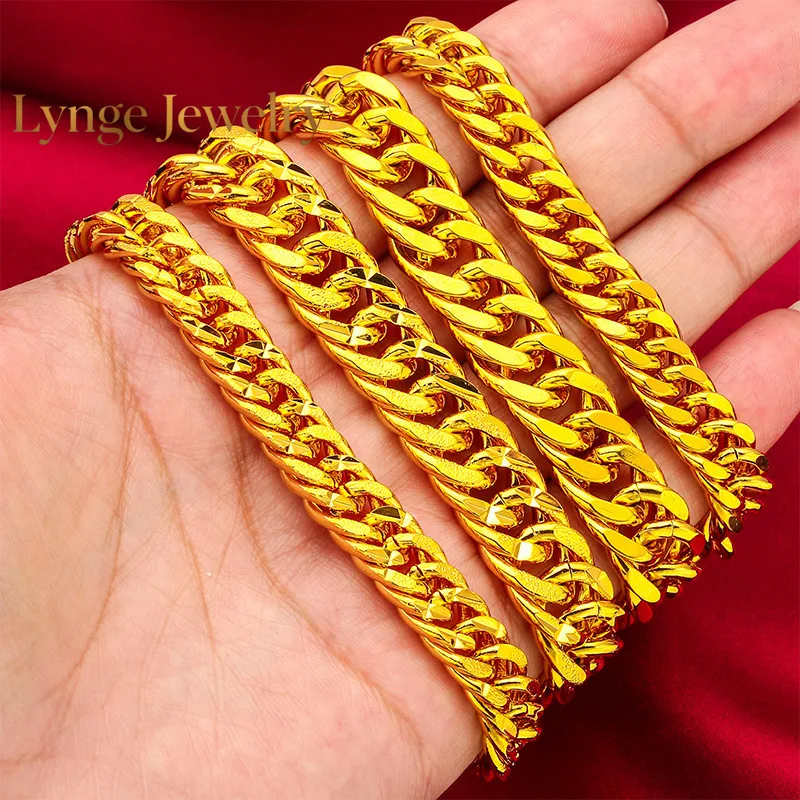 

Lynge Jewelry 24K Gold Heart Bell Bracelet | AU999 Pure Gold, wide chain with sturdy heart bells, matte finish, authoritative fo