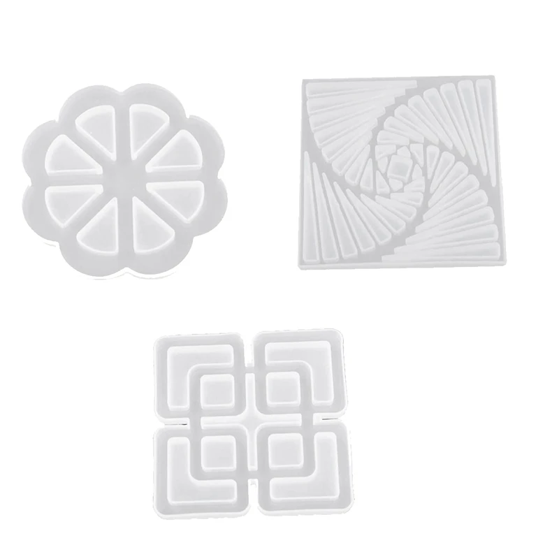 

3 Pcs Coaster Molds For Resin Casting,Silicone Coaster Molds, For Epoxy Resin DIY Square Round Cups Mats,Coaster Mold