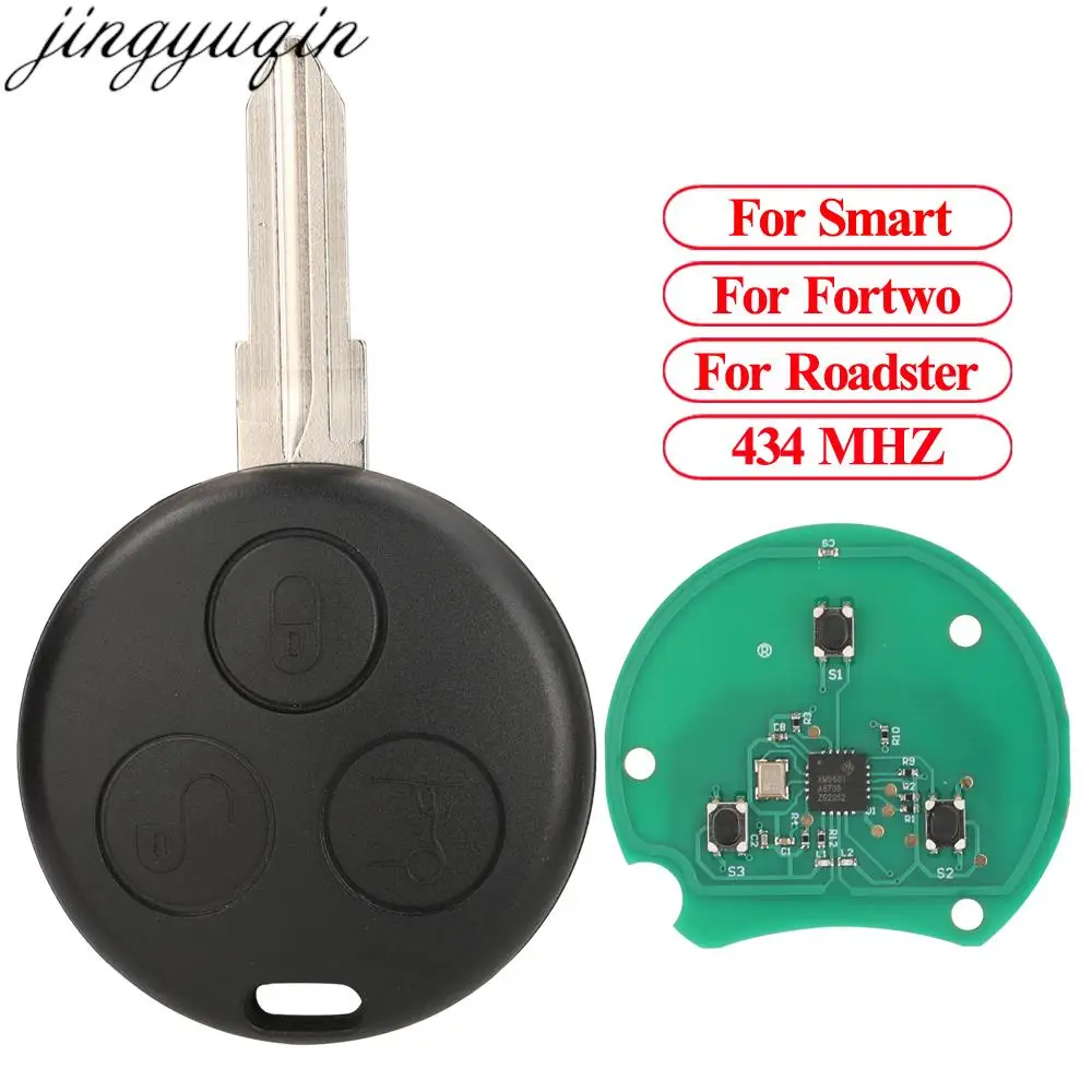 

Jingyuqin 3Button Remote Car Key Alarm 434MHZ For Mercedes Benz Smart Fortwo Roadster 450 2003-2006 City Passion Pulse 2000-2004