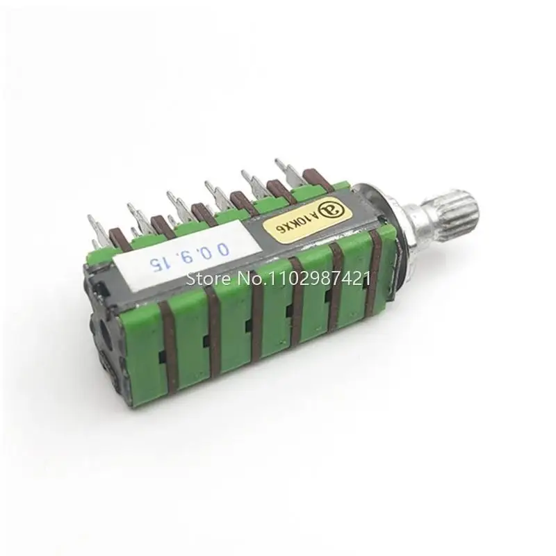 1 Piece A10K Precision Potentiometer 6 Link 18Pin A10K*6 5.1 Power Amplifier Audio Volume Potentiometer Shaft Length 15MM