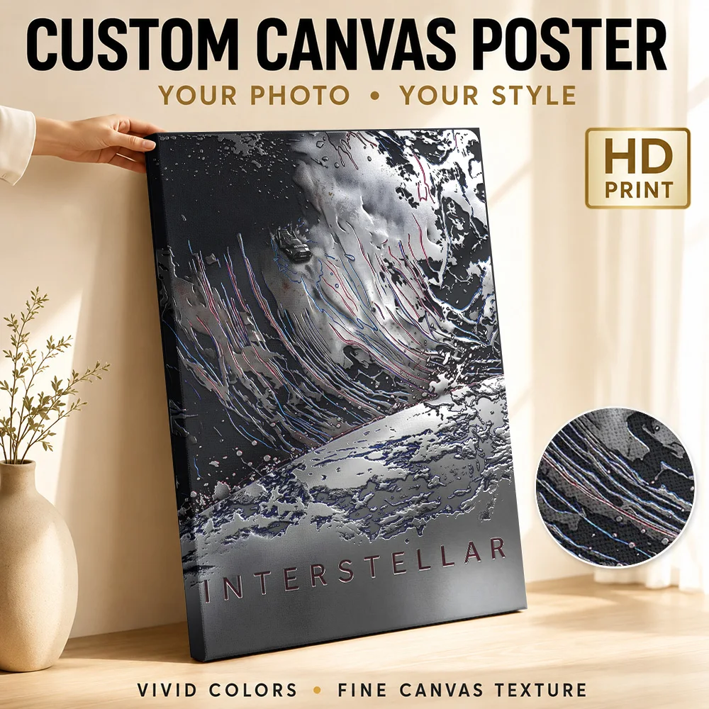 Interstellar Movie  Metal Art Canvas Poster Custom Vintage Movie Wall Art for Living Room Decor Collectible Ready to Hang Gift