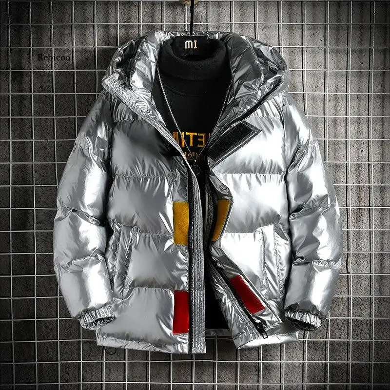 Thick Warm Men\'s Winter Solid Color Hooded Jacket Parka Outwear Casual Fashion Windbreaker Zipper Tops Coat Overcoat