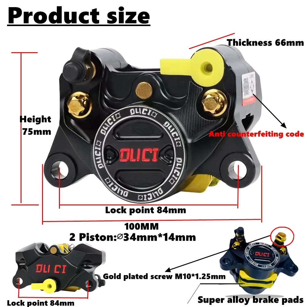 Motorcycle Brake Caliper 84mm Mounting 2 Piston Axial Brake Pump For Honda Yamaha Kawasaki Suzuki Ninebot Niu Scooter Dirt Bike