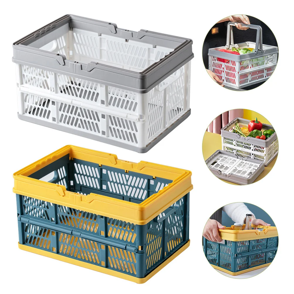 Cestini portaoggetti in plastica da 2 pezzi, design pieghevole per camera da letto, lavanderia, spazio artigianale, cestino organizer ordinato e ordinato