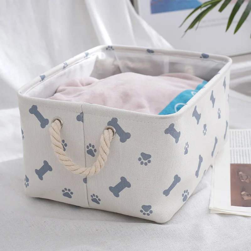 Fabric Storage Basket Home Clothes Toys Sundries Storage Box Foldable Canvas Open Storage With Handle Home Organization