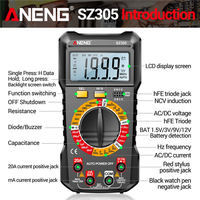 ANENG SZ305 1999 Counts Multimeter Capacitor Testers Smart Voltmeter AC/DC Voltage Current Resistance Ohm Test Tools Black