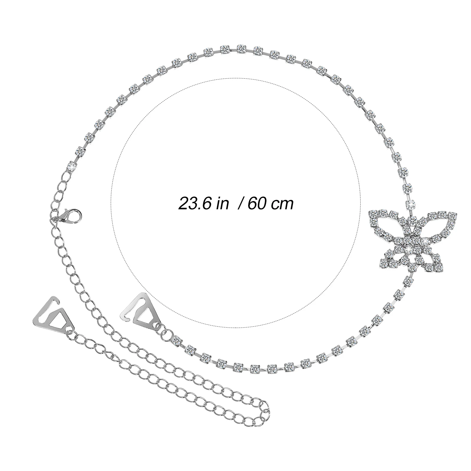 สายโซ่ประดับรูปผีเสื้อ ประดับเพชรเทียม สำหรับผู้หญิง ใช้ตกแต่งชุด สายโซ่แฟชั่น เครื่องประดับสำหรับงานแต่งงาน งานปาร์ตี้ริมชายหาด