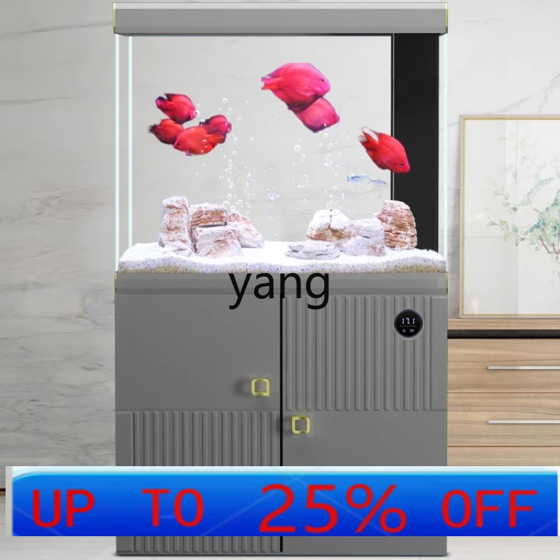 

LMM living room ultra-white small fish tank, floor-to-ceiling household bottom filter goldfish tank