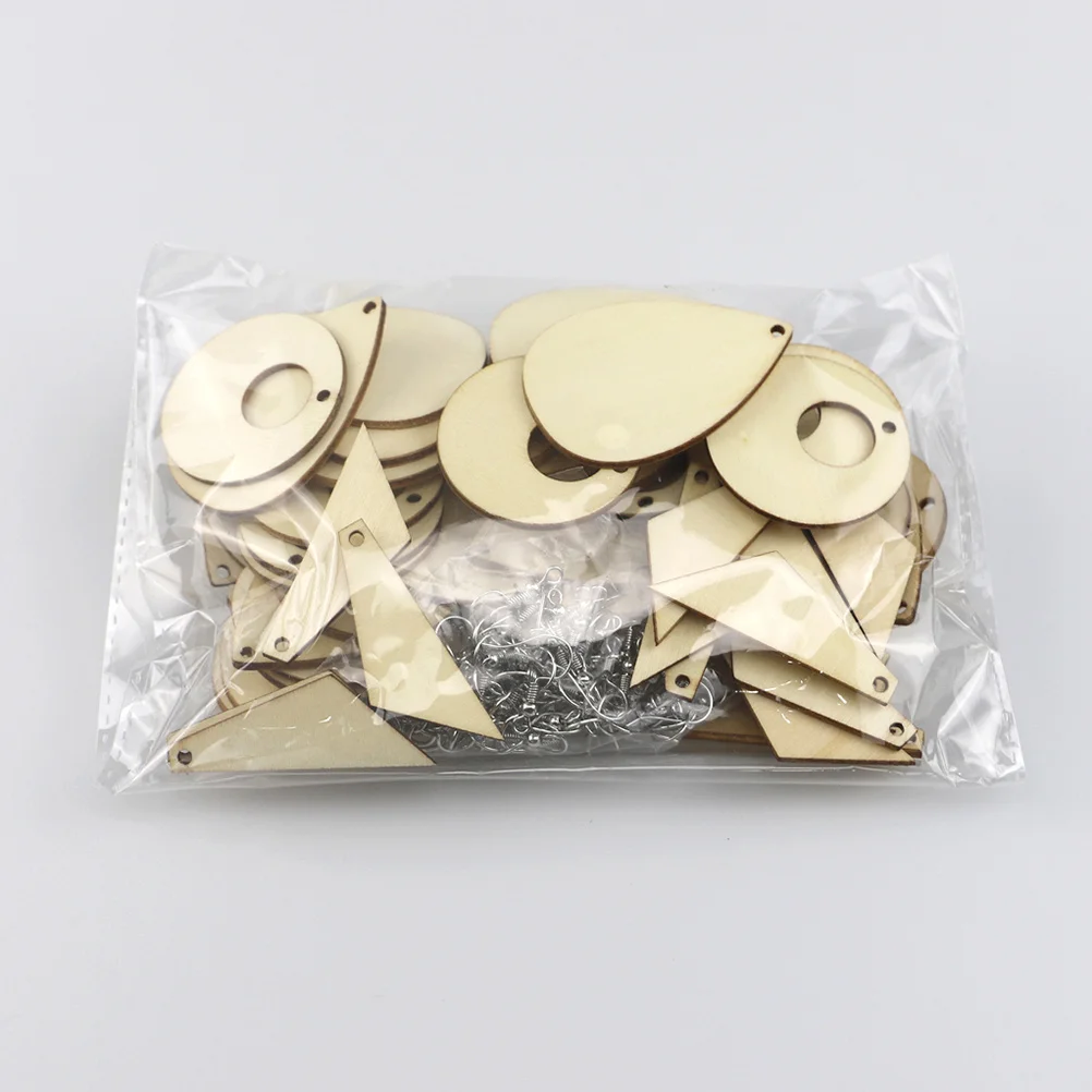 

60Pcs DIY Wooden Earring Charms Craft Kit Natural Unfinished Pendant Blanks for Custom Jewelry Making Light Smooth Safe Material