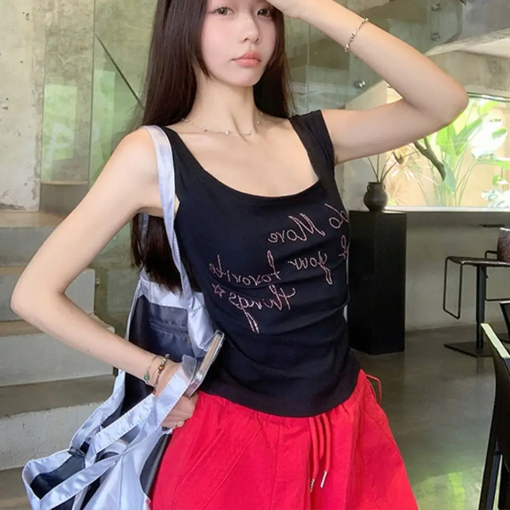 

Retro Ins Off Shoulder Crop Top Slim Fit Female Clothing Rhinestone T-shirt Sweet Bottoming Shirt Women Streetwear