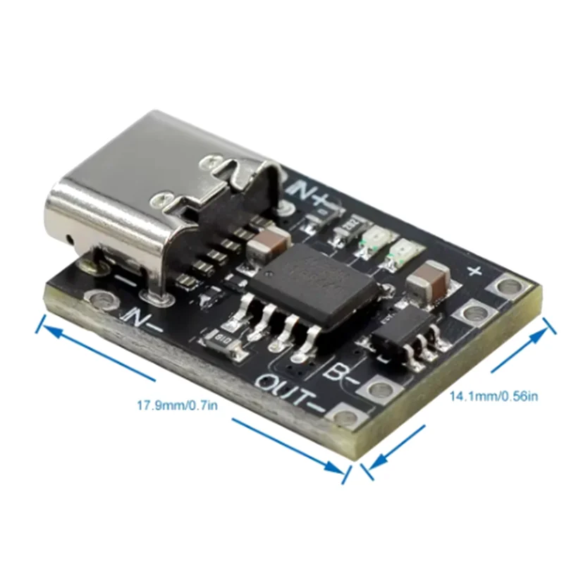 لوحة شحن بطارية ليثيوم صغيرة جدًا USB من النوع C 1A بطارية ليثيوم ثلاثية 3.7 فولت 4.2 فولت وحدة شاحن مع لوح حماية