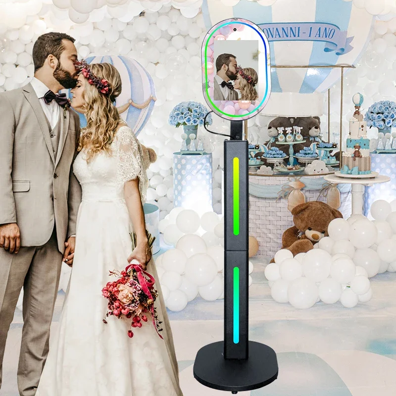 New Business Full Touch Smart Magic Mirror Photo Booth Built-in Camera MIni PC Camera Booth With RGB Light WIFI Connect Printer