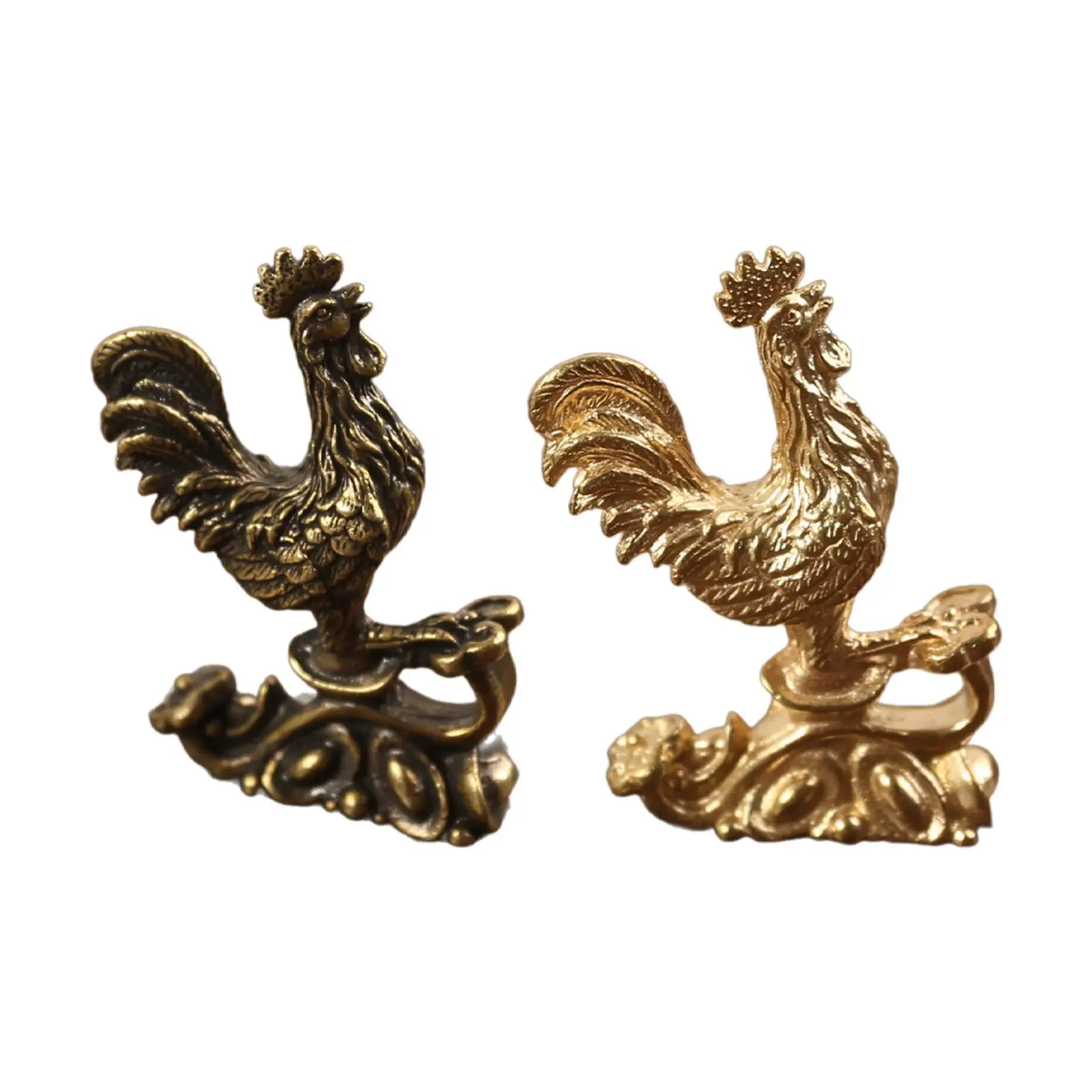 Chicken Figurine Desktop Ornament Copper Home Decor Luck Rooster Statue for Housewarming Hotel Party New Year Anniversaries