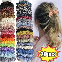 Women Colorful Skinny Elastic Rubber Band Solid Color Satin Scrunchies Small Hair Rope High Ponytail Head Band Hair Tie