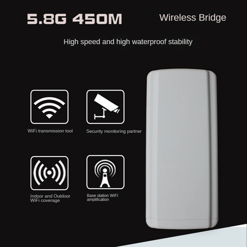 2Pcs Wireless Wifi Bridge Outdoor CPE Router Wifi 5.8Ghz 450Mbps Repetidor EU Plug