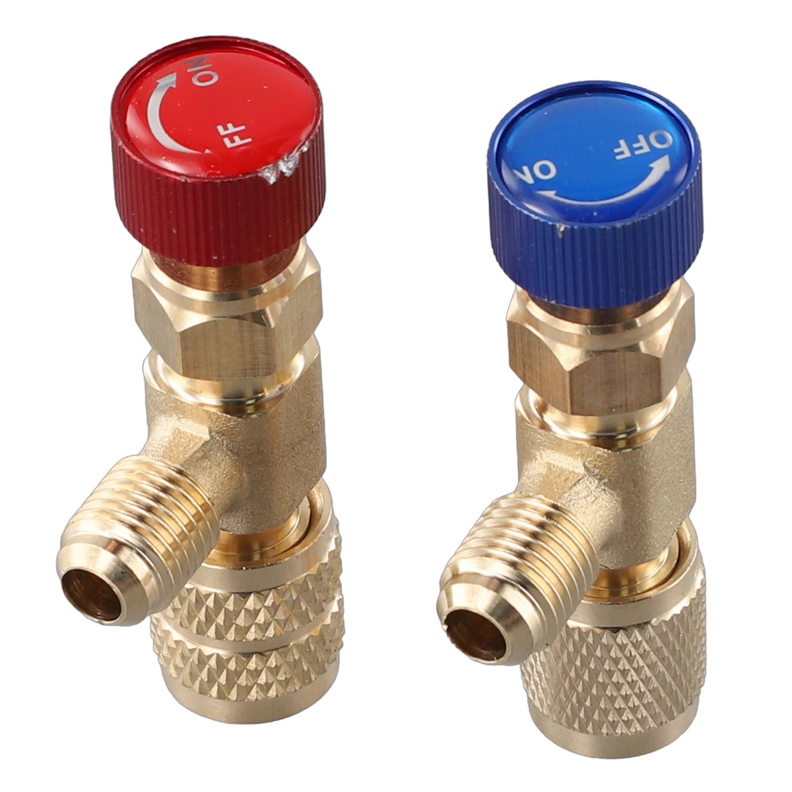 Brass, Easy and Secure Connection, Lasting Performance 2PCS Air Conditioning Safety Valve Adapter R22R410 Connector