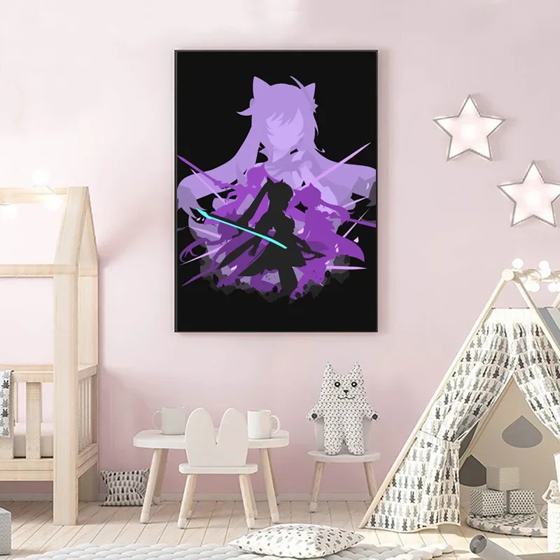 Cuadros de Genshin Impact Ganyu, Pósters HD de Anime y Videojuegos, Lienzos Decorativos para Pared, Cuadros Decorativos para el Hogar, Accesorios de Decoración para Habitaciones