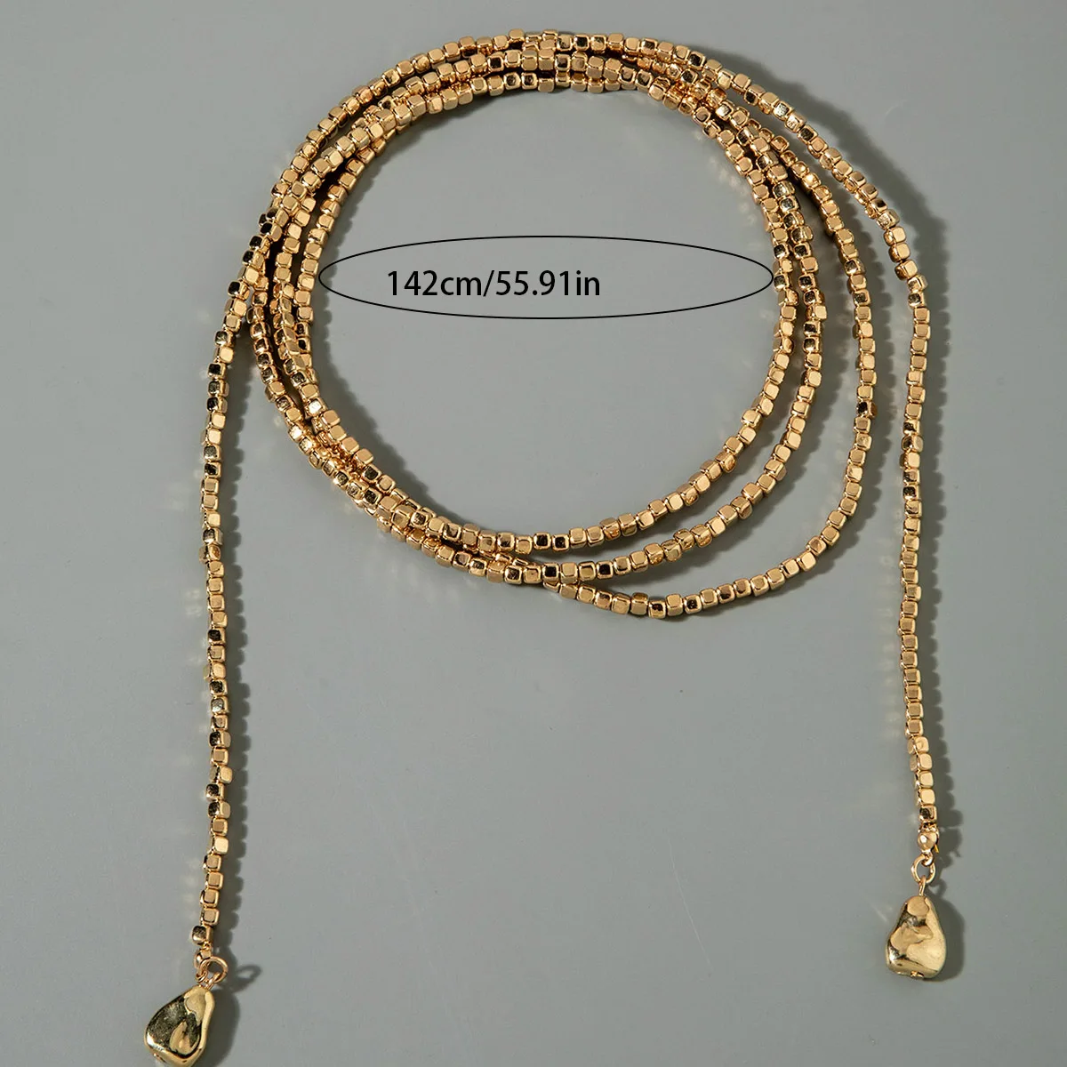 Tocona Simple CCB Square Bead Neck Chain Geometric Triangle Pendant Long Y Necklace for Women's Daily Jewelry Gifts