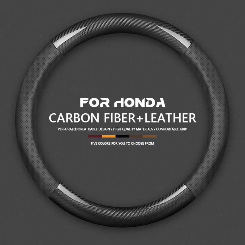 

Нескользящий чехол на руль автомобиля из углеродного волокна и кожи для Honda Civic, Accord, Odyssey, Fit, CR-V, HR-V, Jazz, City, Breeze, Jade, Crider