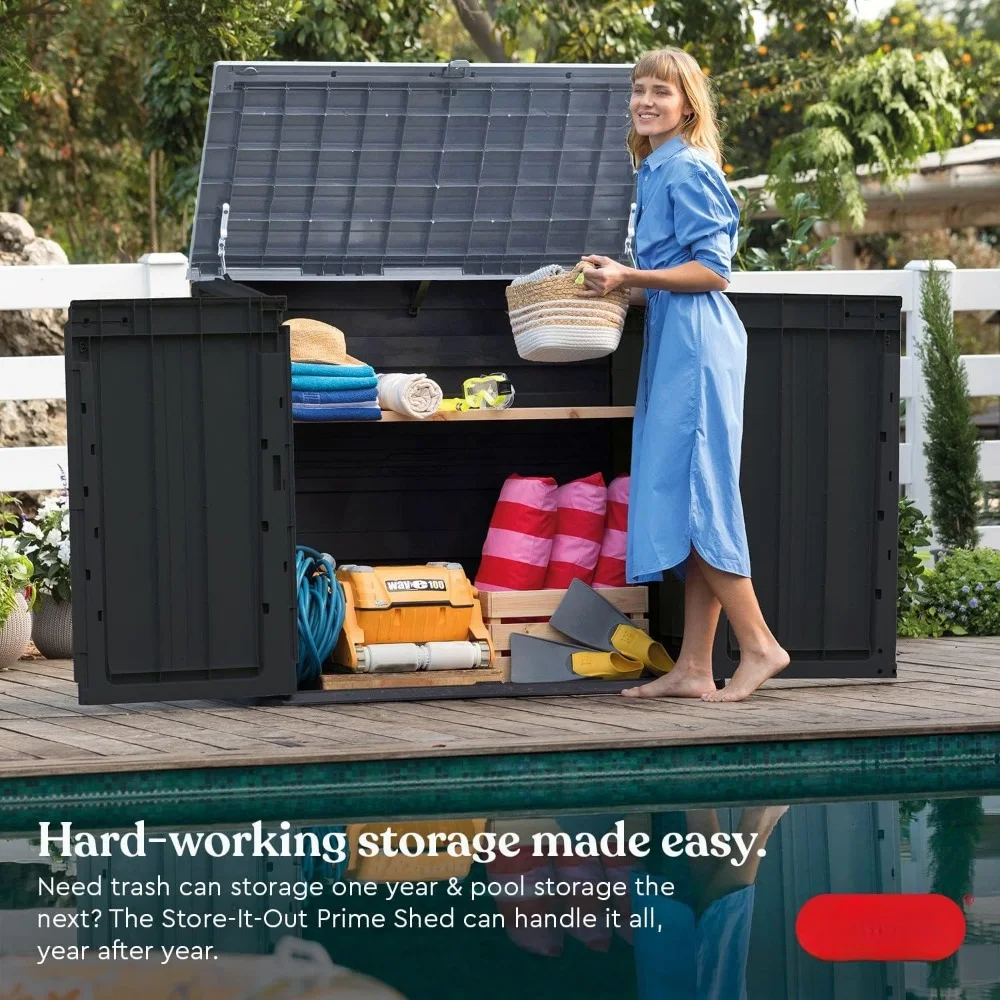 4.3 x 3.7 ft. Outdoor Resin Storage Shed with Easy Lift Hinges, Perfect for Yard Tools, Pool Floats and Garden Accessories