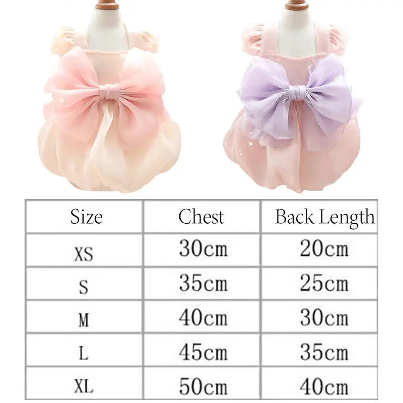 Pet Dog Skirt Puppy Bowknot Skirt Princess Baby Dog Party Wedding Gauze Dress Small Dogs Puppy Cat Costume White Pet Supplies