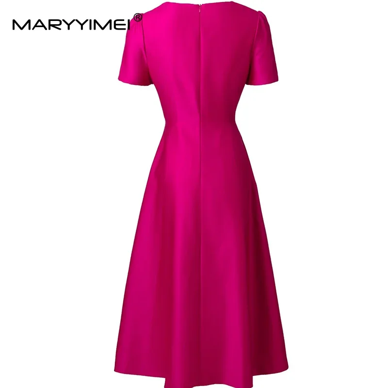MARYYIMEI diseño de moda vestido de noche para mujer de manga corta con cuentas sólido temperamento de celebridad A-Line vestidos de baile
