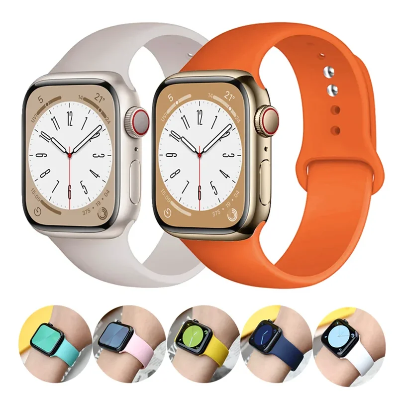 Sport Silicone Band for Apple Watch 8 7 6 5 4 3 SE Strap Bracelet for IWatch Ultra2 49mm 45mm 41mm 40mm 44mm 38mm  Watch Band