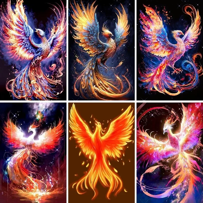 Fire Phoenix DIY 5D Diamond Painting Kits for Adults Child Witch Fire Bird Full Drill Diamond Art Paint with Diamonds Decor Gift