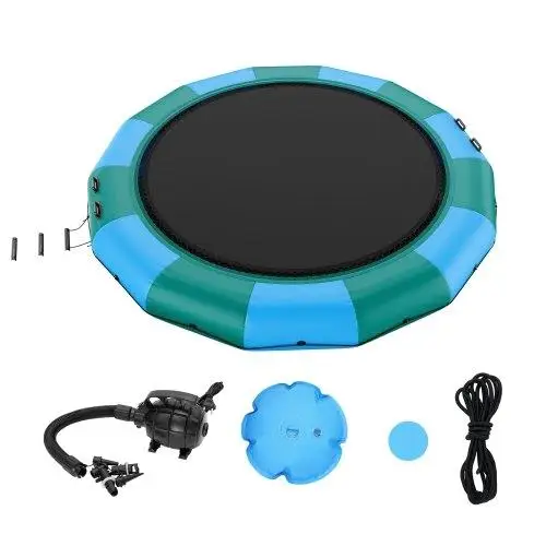 15ft Inflatable Water Bouncer Trampoline - Portable Swim Platform with Ladder & Electric Pump for Kids & Adults - Perfect for