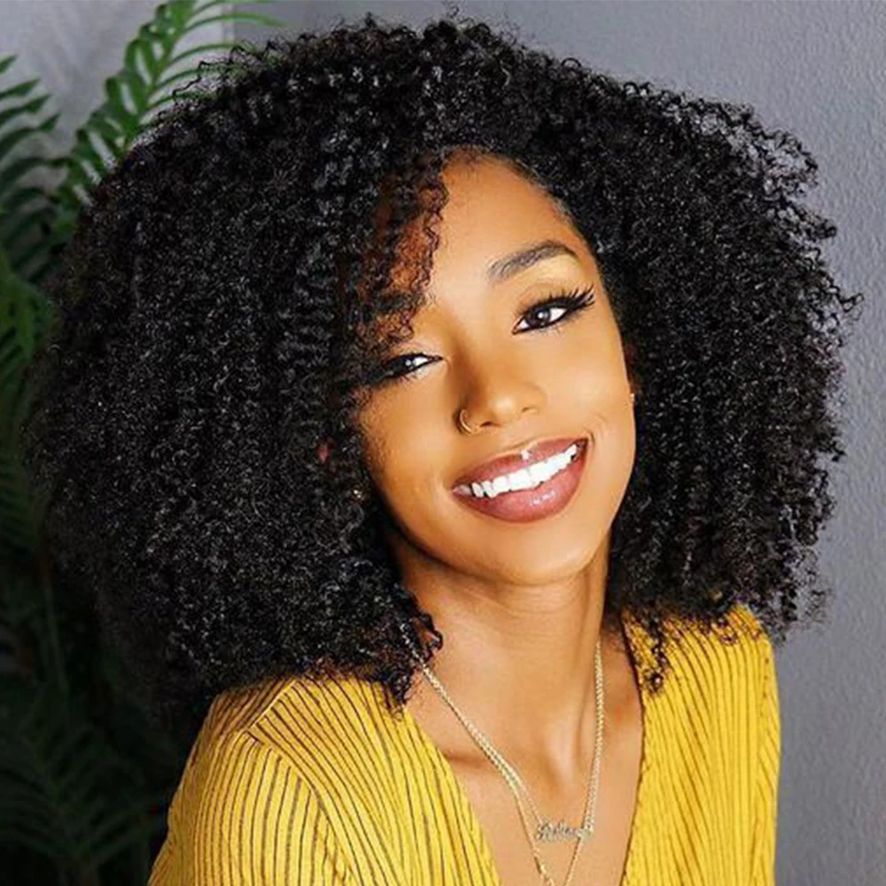 

Афро-кудрявые вьющиеся заколки из человеческих волос, 8 шт./компл., 120 г, заколки с двойным утком, наращивание бразильских волос, 3 цвета